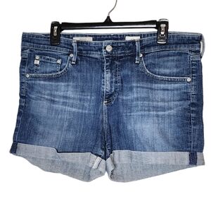 AG Hailey ex-boyfriend roll up cuffed denim shorts. Size 31. Medium wash
